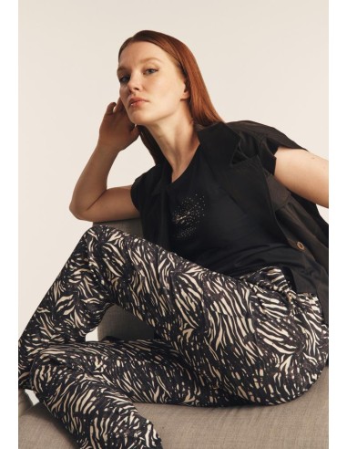 Freddy Pantaloni regular fit in viscosa animalier con gamba dritta S25