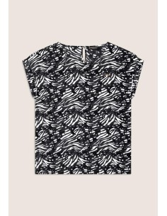 Freddy T-shirt in viscosa animalier con spacchi dotati di zip S25WSLT7 2