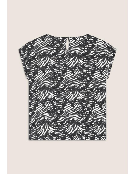 Freddy T-shirt in viscosa animalier con spacchi dotati di zip S25WSLT7